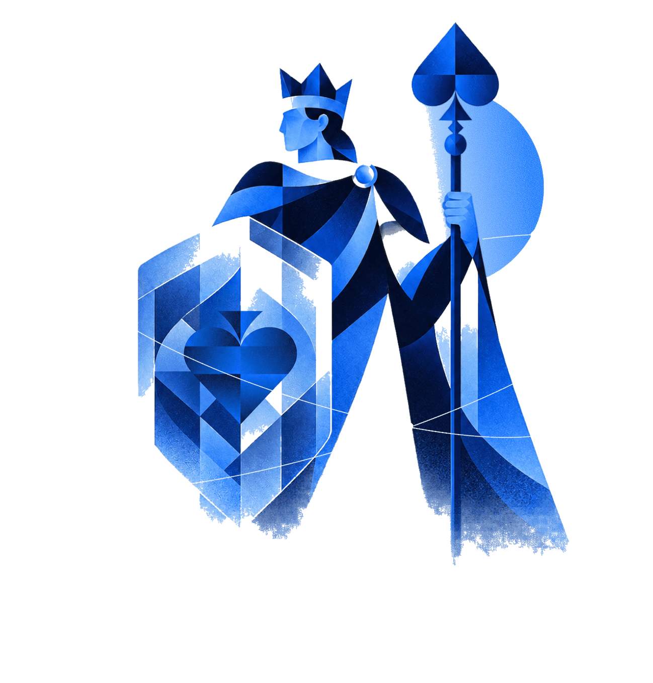 Asymptote security mascot holding a shield and spear